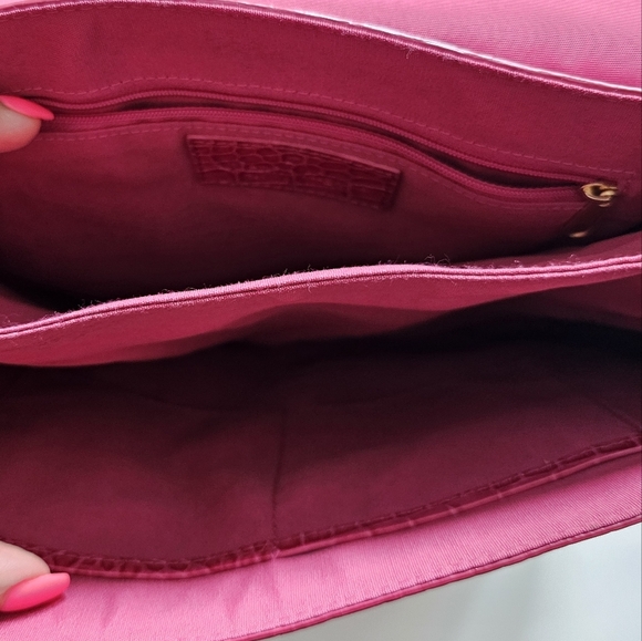 Etienne Aigner Genuine Leather Crocodile Satchel Vintage Handbag - Picture 7 of 14